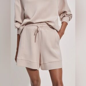Varley Cream Drawstring Lounge Shorts